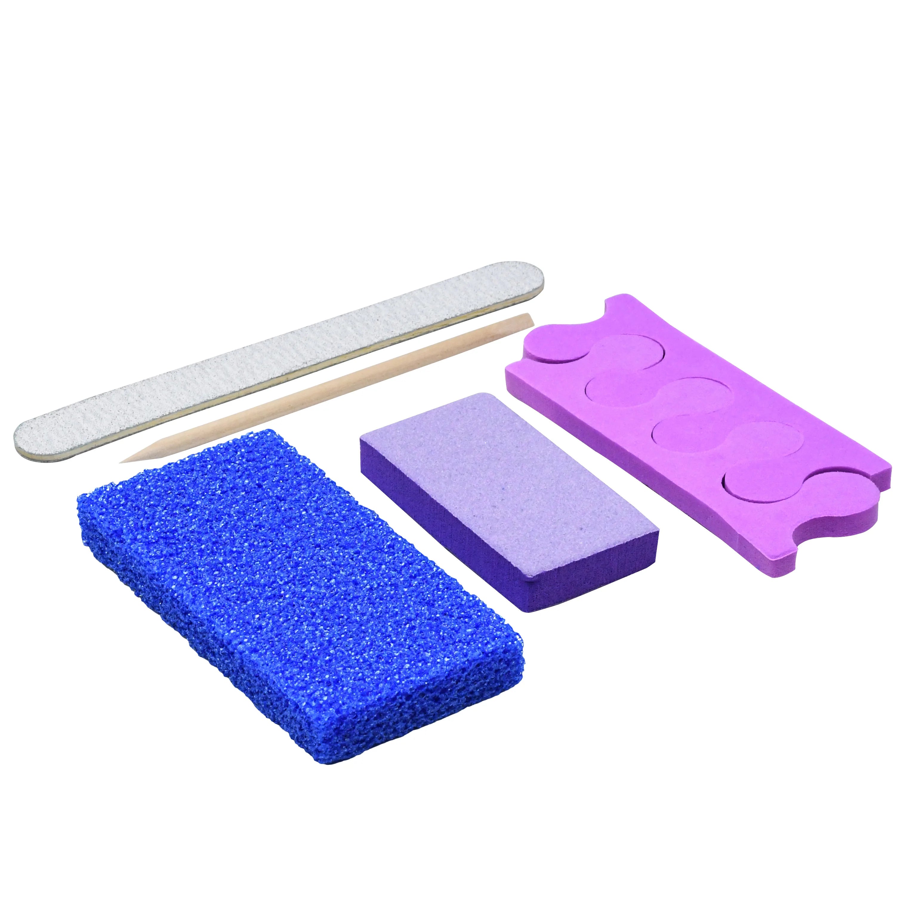 600 Sets/Carton Disposable 5Pcs Pedicure Sets Nail Art Sanding Sandpaper Wooden Nail File Kits Tools Set