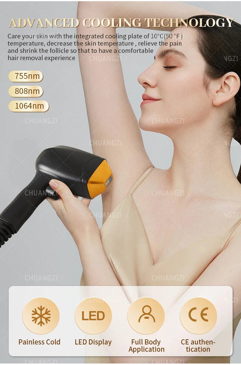 Portable Diode Ice Titanium Laser Hair Removal Machine Professional Permanent Alexandrite Device 808nm 5 Waves