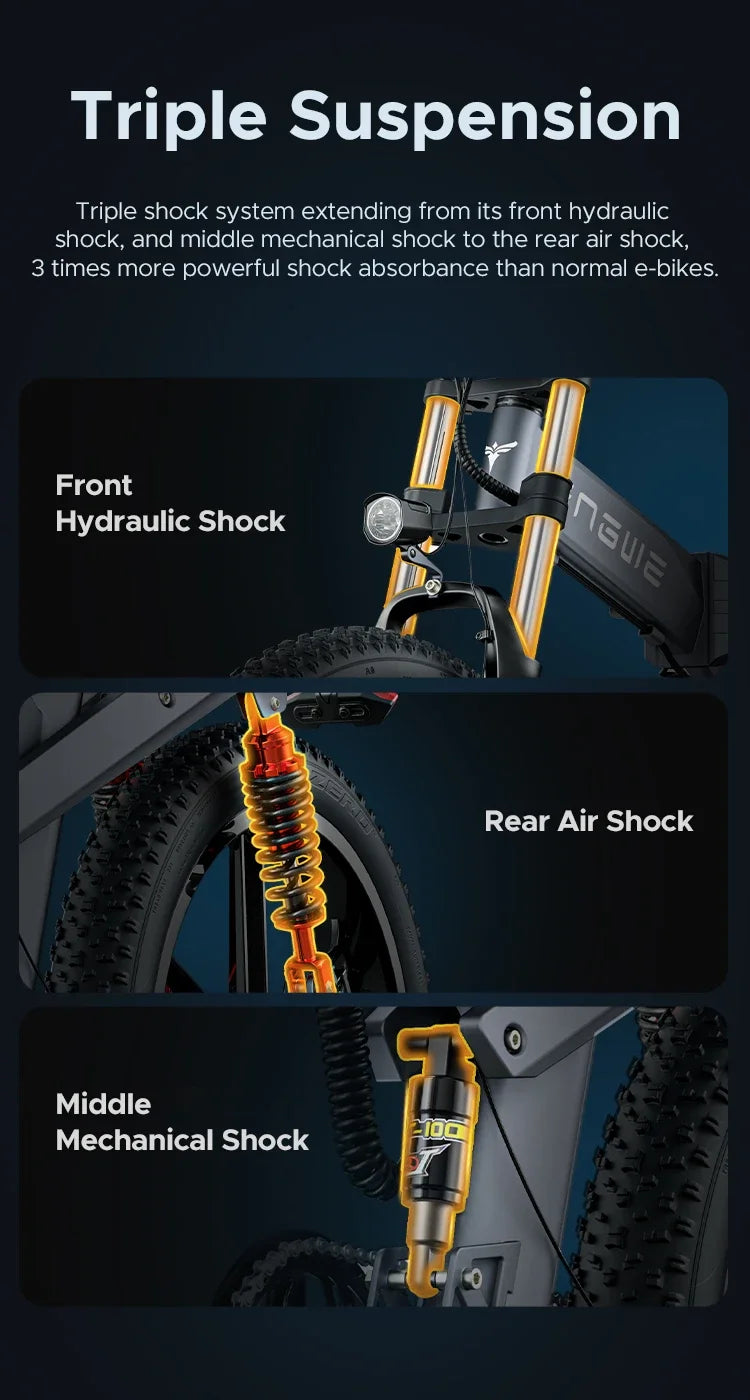 Electric Bicycle 1200W motor 48V 29AH Folding Mountain E-bike Engwe X26 X24 X20 26Inch Fat Tire Urban Commuting Electric Bike