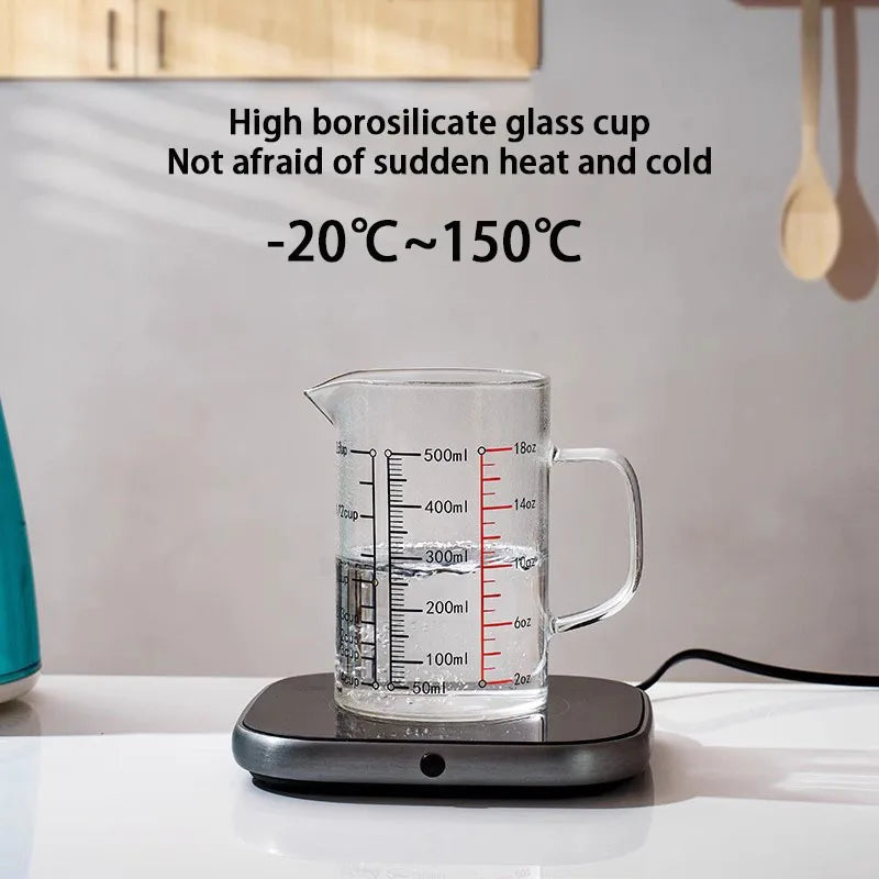 Heat-resistant Glass Measuring Cup With Wood Lid V-shaped Spout Laboratory Beaker Kitchen Baking Milk Coffee Measuring Mug