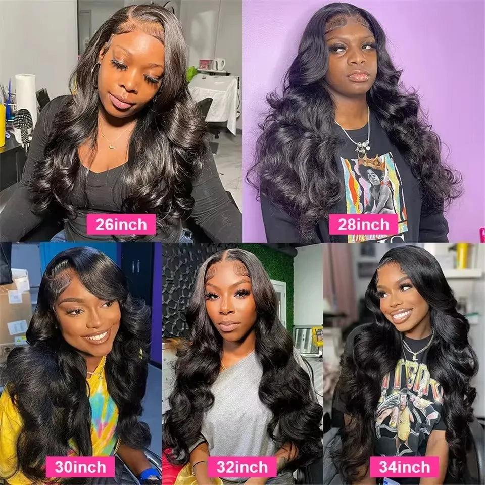 250 Density Body Wave Lace Front Human Hair Wigs 13x4 13x6 Transparent Lace Frontal Human Hair Wigs 40 Inch Pre Plucked Lace Wig