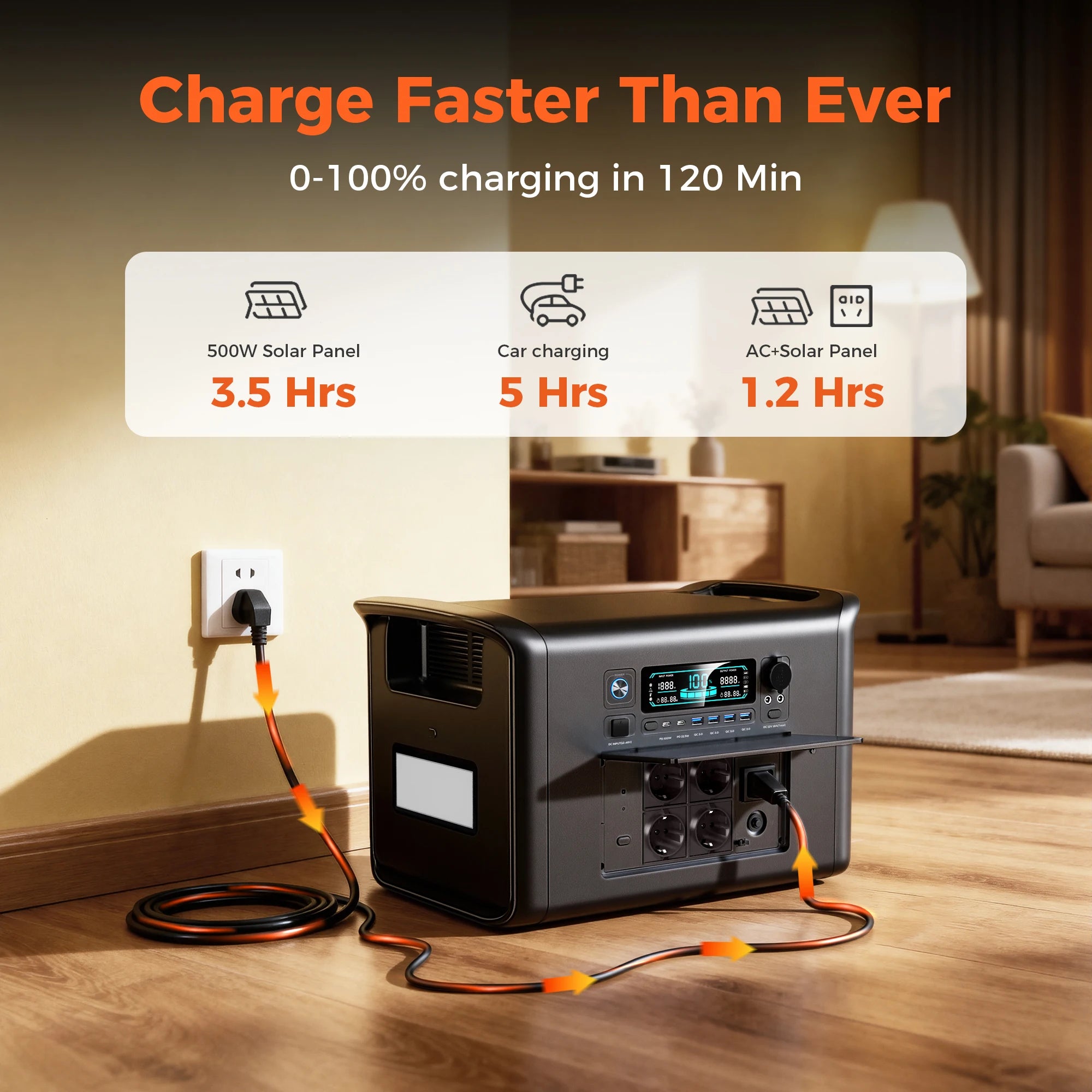 2400W Portable Power Station 2048Wh Lifepo4 Battery Outdoor Pure Sine Wave Energy Storage Home Emergency Power Supply Station 