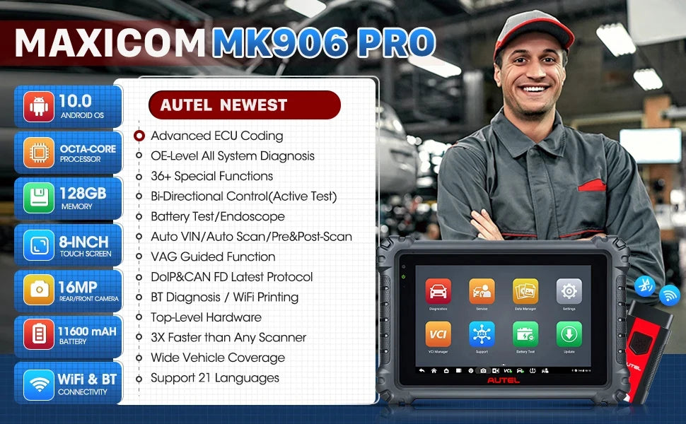 Autel MaxiCOM MK906S PRO MK906PRO Auto Diagnostic Scanner Release Diagnostic Tool OBD2 ECU Coding Diagnostic Tools PK MS906BT