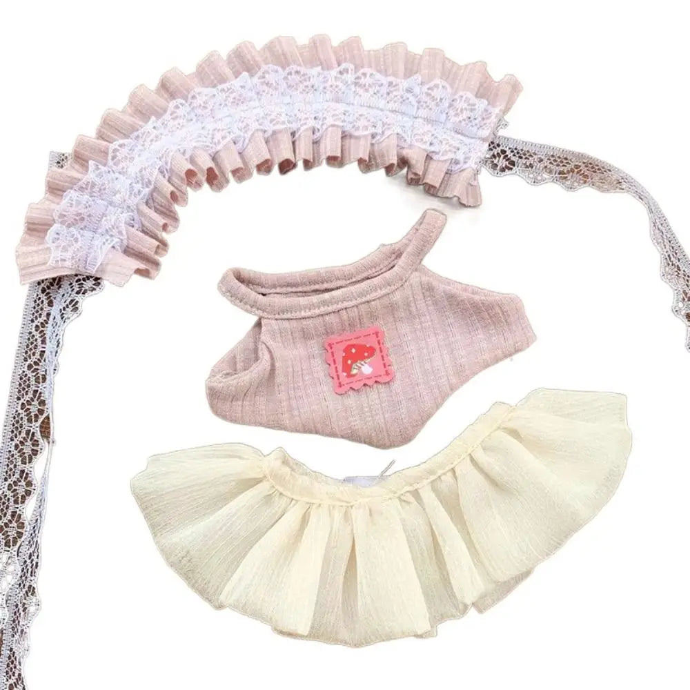 Head Cover 20cm Cotton Doll Dress Shoulder Strap Skirt Hoodies Cotton Doll Clothes DIY Dress Up Sweet Plush Toy Clothes