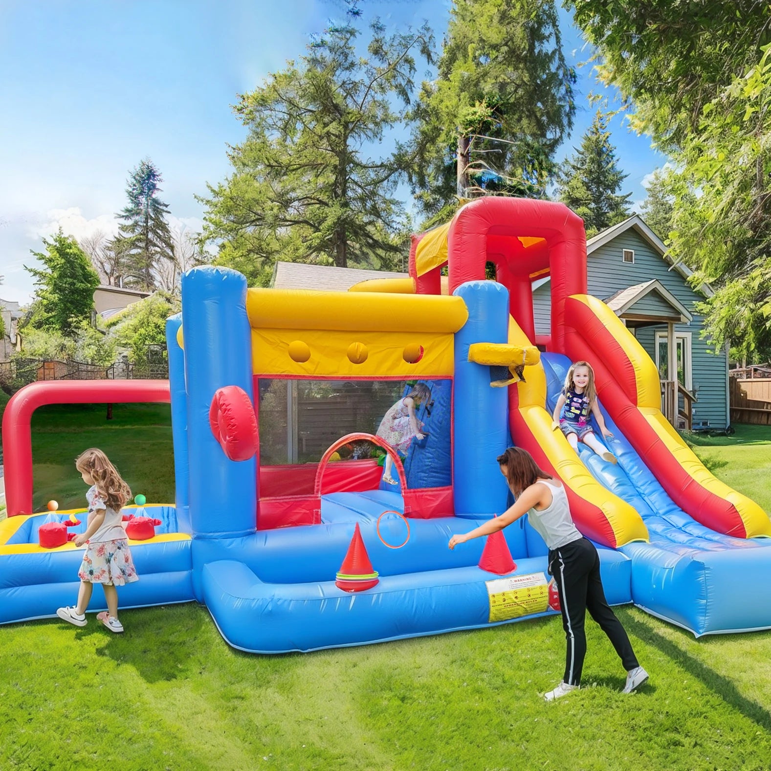 Giant inflatable Bounce House Big Size Inflatable Trampoline With Double Slide Courtyard Kids Jumping Castle Obstacle track