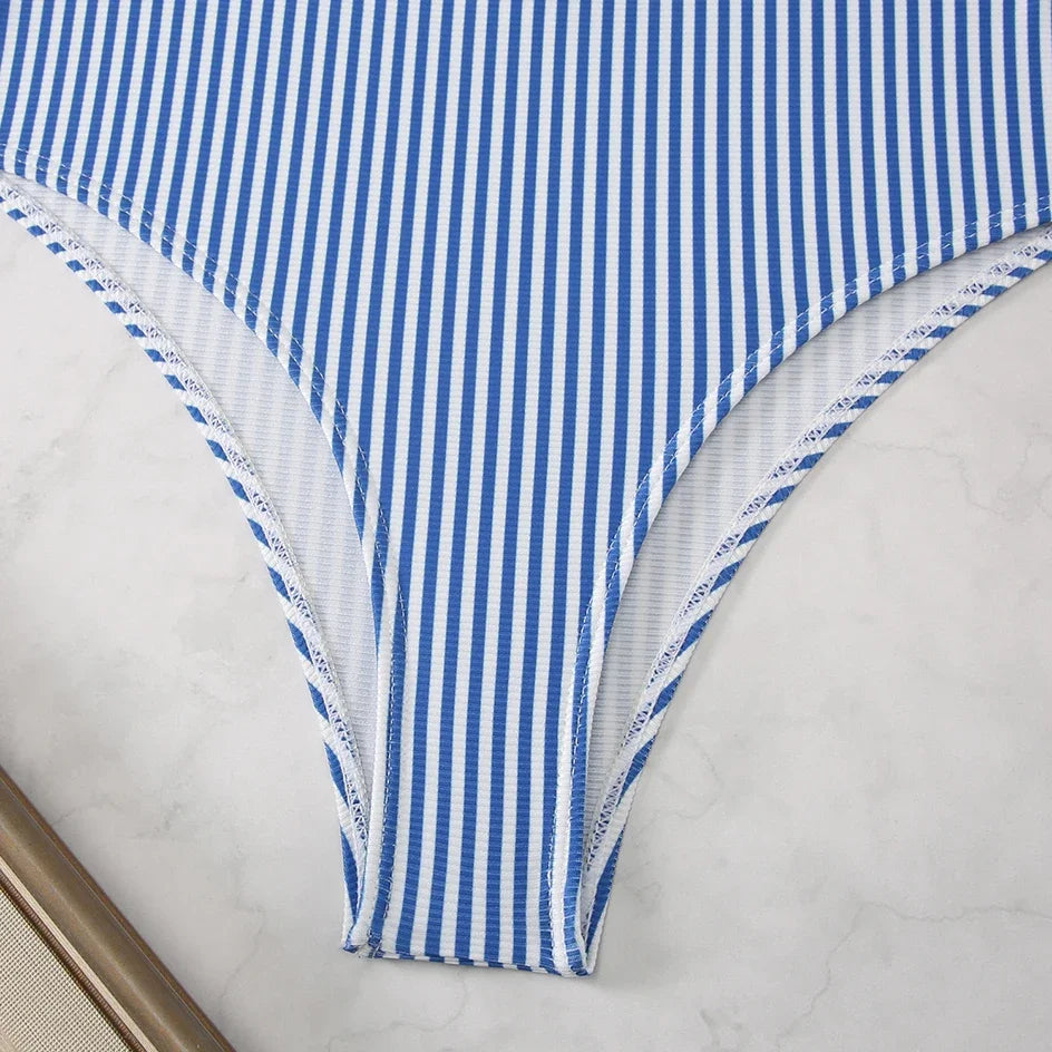 Sexy Striped Ruffle Bikini Swimsuit Women 2025 Two-piece Swimwear High Waisted Bikinis Sets Female Bathing Suit Push Up Monokini