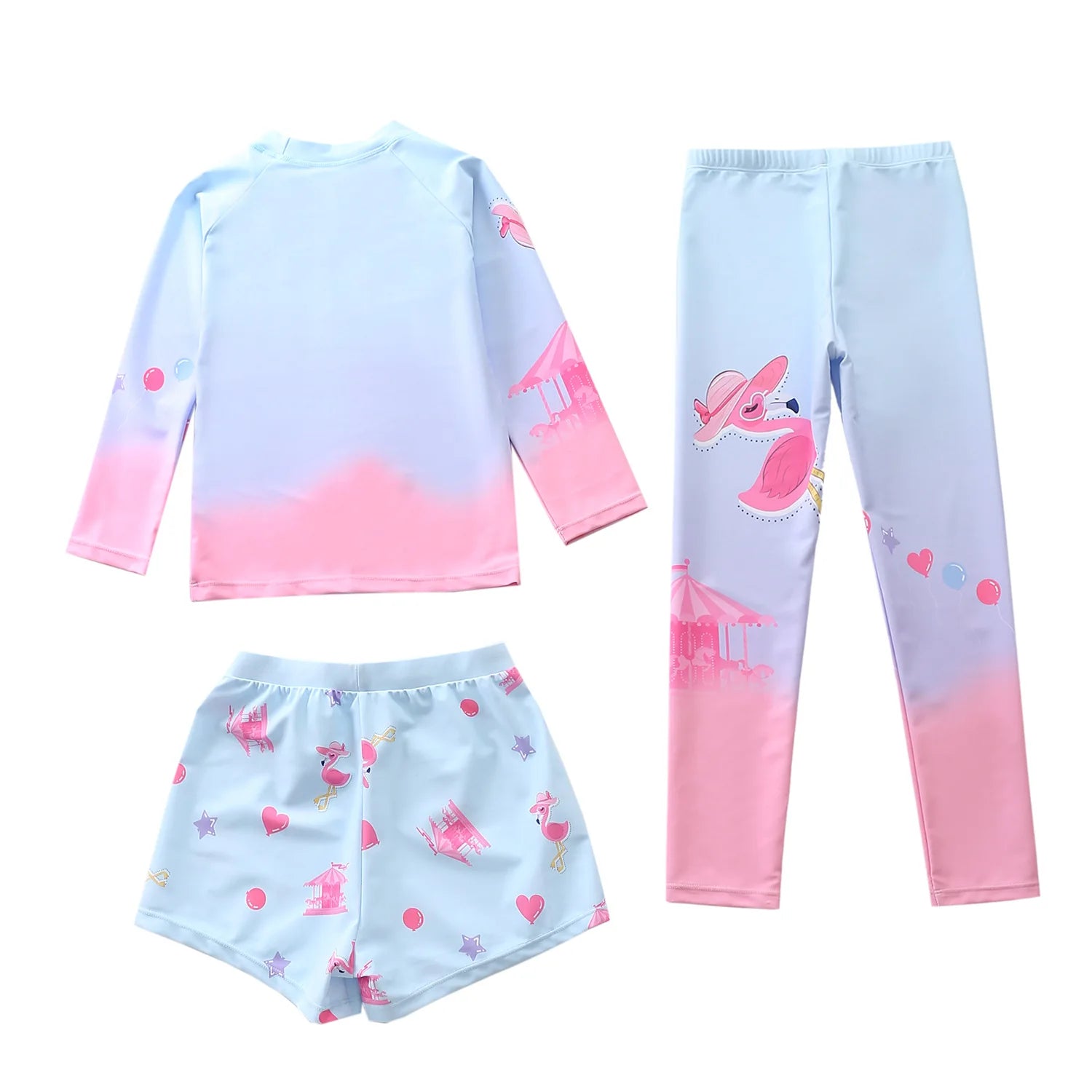 Kids Swimsuit for Girls Unicorn Long Sleeve Children's Swimwear + Surf Pants + Swimming Trunks Rash Guard Bathing Suit Child