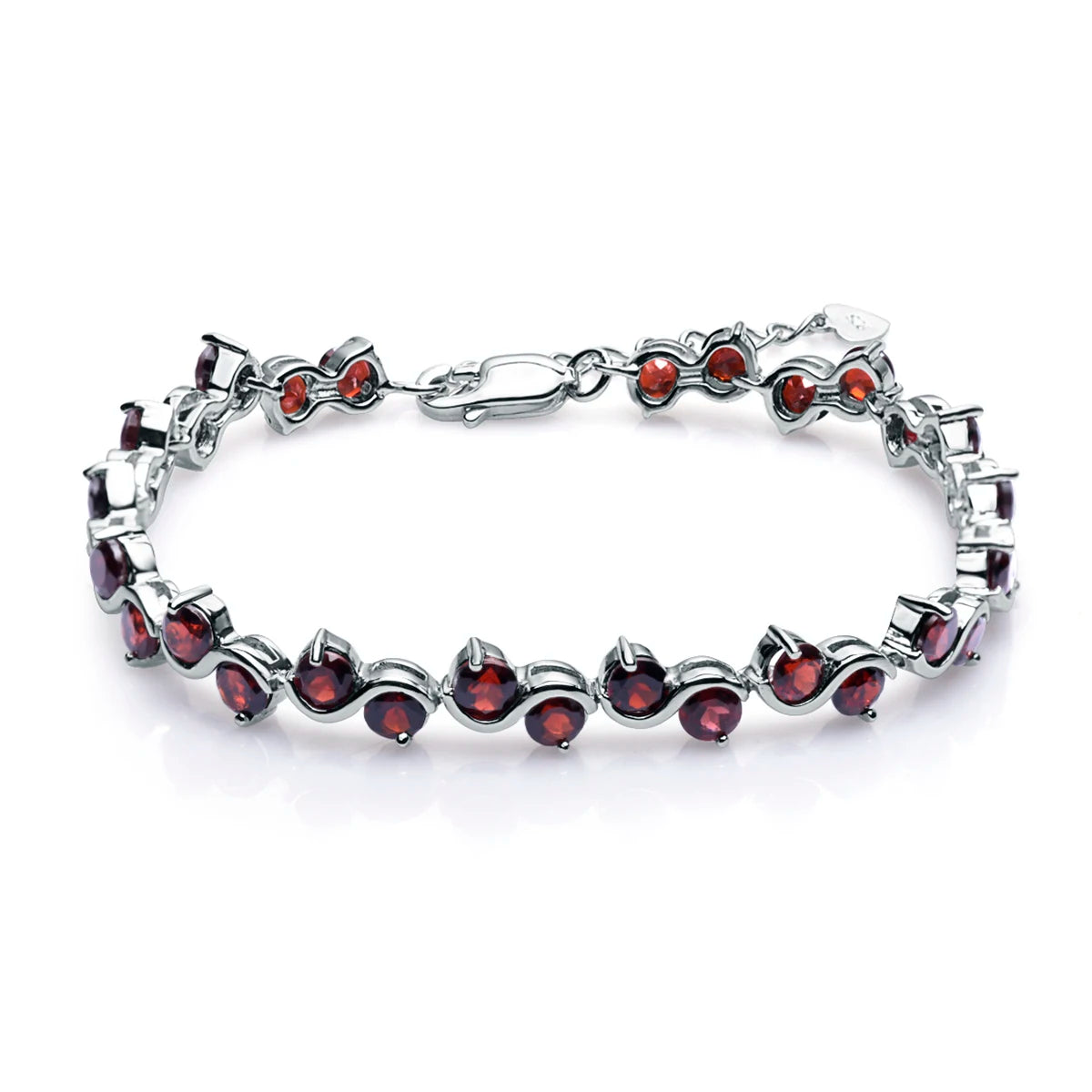 GEM'S BALLET Natural Garnet Citrine Smoky Quartz Tennis Bracelet 925 Sterling Silver Gemstone Bracelet Fine Jewelry For Women