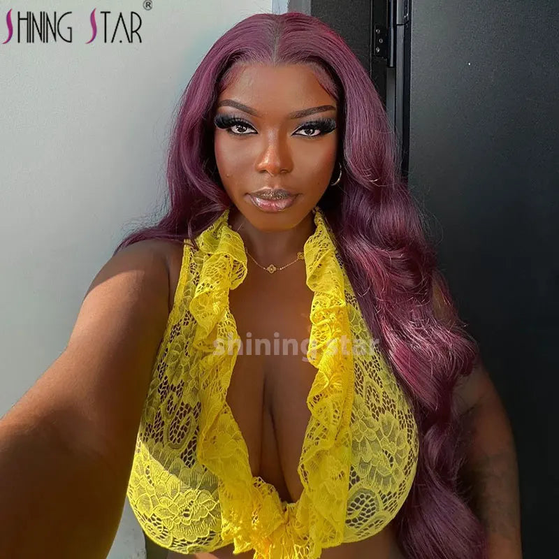 13X4 Wear And Go Glueless Lace Frontal Wig Body Wave Colored Burgundy 13X6 Lace Closure Human Hair Wigs Glueless Ready To Wear
