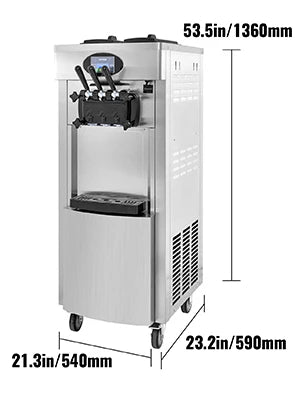 VEVOR Commercial Soft Serve Ice Cream Machine 2200W 20-28L/H - Dual 6L Hoppers for 2 Flavors, Dessert Shops & Bubble Tea Stores