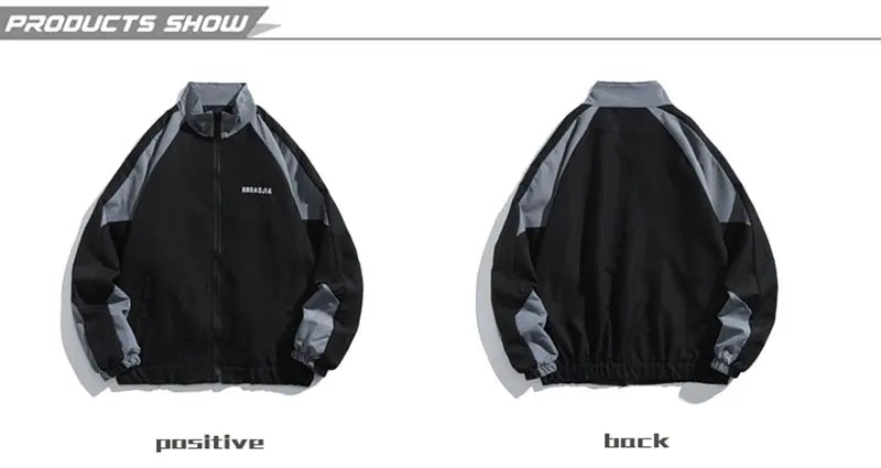 Reflective Striped Men's Jacket 2026 Hip Hop Streetwear Coats Zipper Up Jacket Windbreaker Harajuku Thin Coats Sports Black Blue