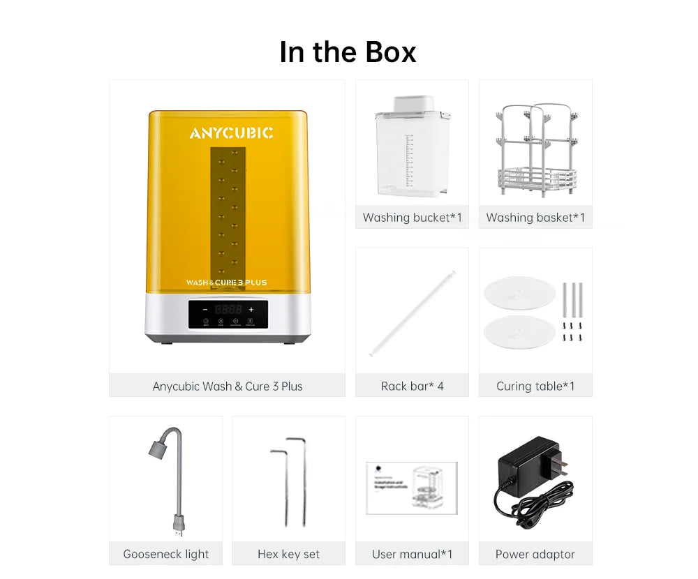 ANYCUBIC Wash & Cure 3 Plus AE Version Washing Curing 2 in 1 Machine For Photon Mono M5s LCD 3D Printer 3D Printing Models