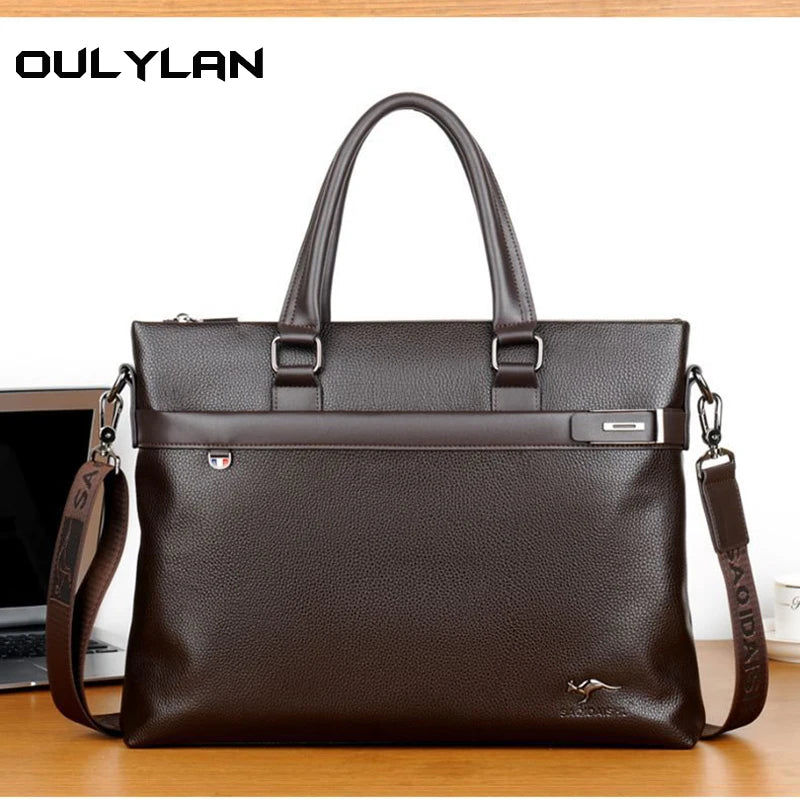 Men's Bag Genuine Leather Men Briefcase for Laptop 14 Messenger Men's Leather Bag Business Portfolio for Document A4