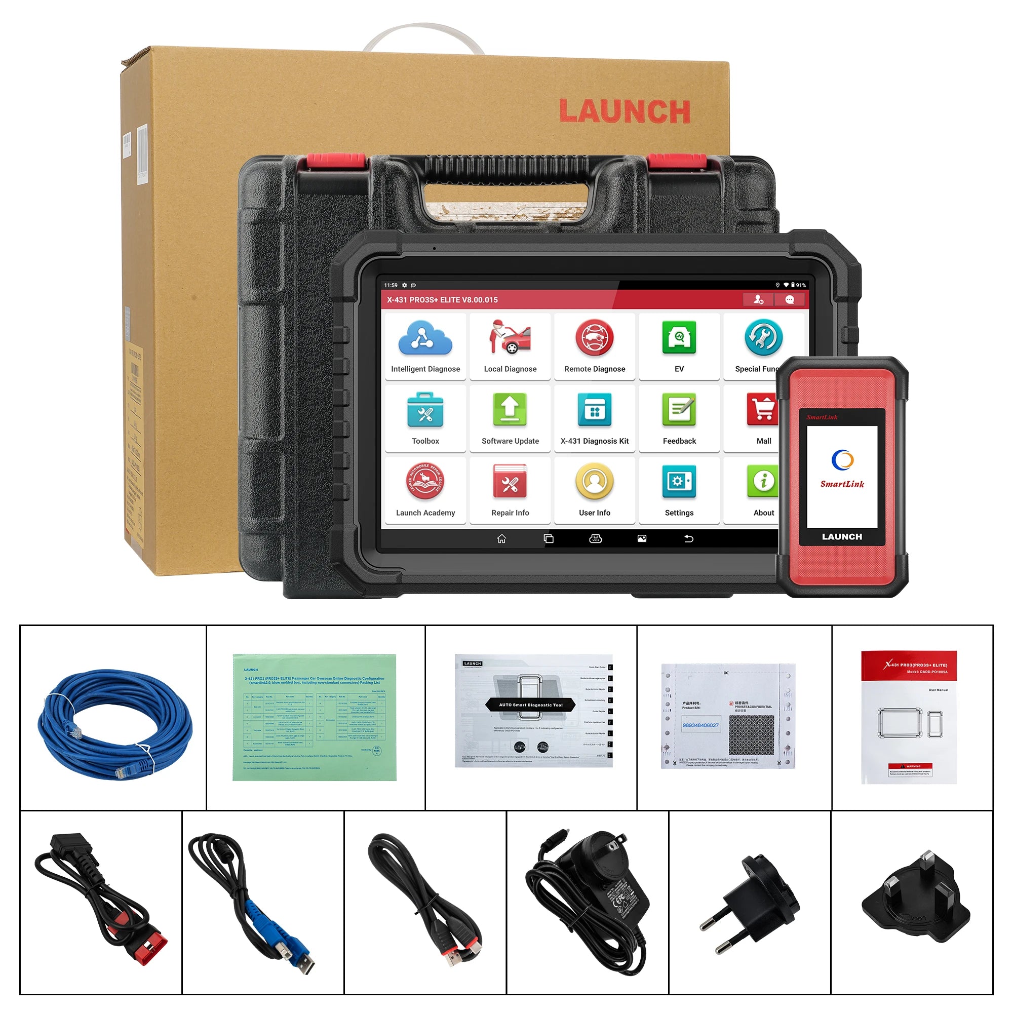 LAUNCH X431 PRO3S+ELITE Auto Car Scanner Pro3s+ Diagnose Tool Scan Diagnostic 37+ Resets Active Test ECU Coding J2534 Program