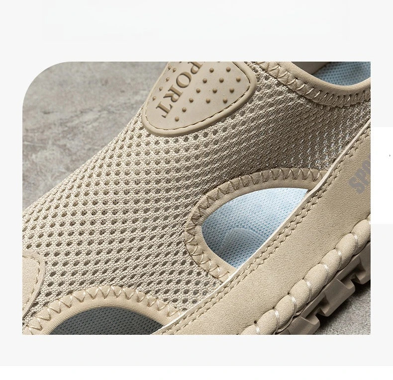 Summer Sandals Shoes Men Outdoor Breathable Lightweight Low-top Shoes Men Anti-slip Flat Water-resistant Hiking Casual Shoes Men