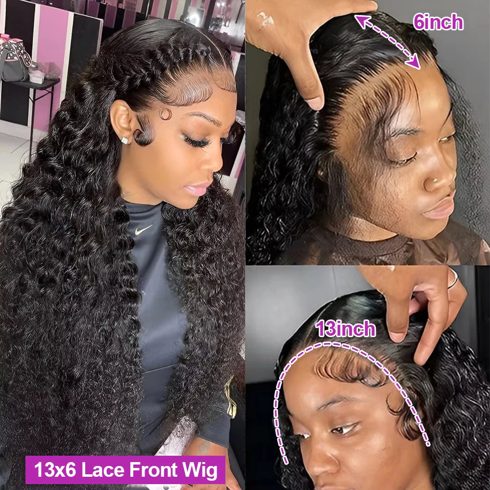 40 46 Inch 13x6 Hd Loose Deep Wave Lace Frontal Wig Brazilian 13x4 360 Full Water Curly Human Hair Wigs For Women 300% Density
