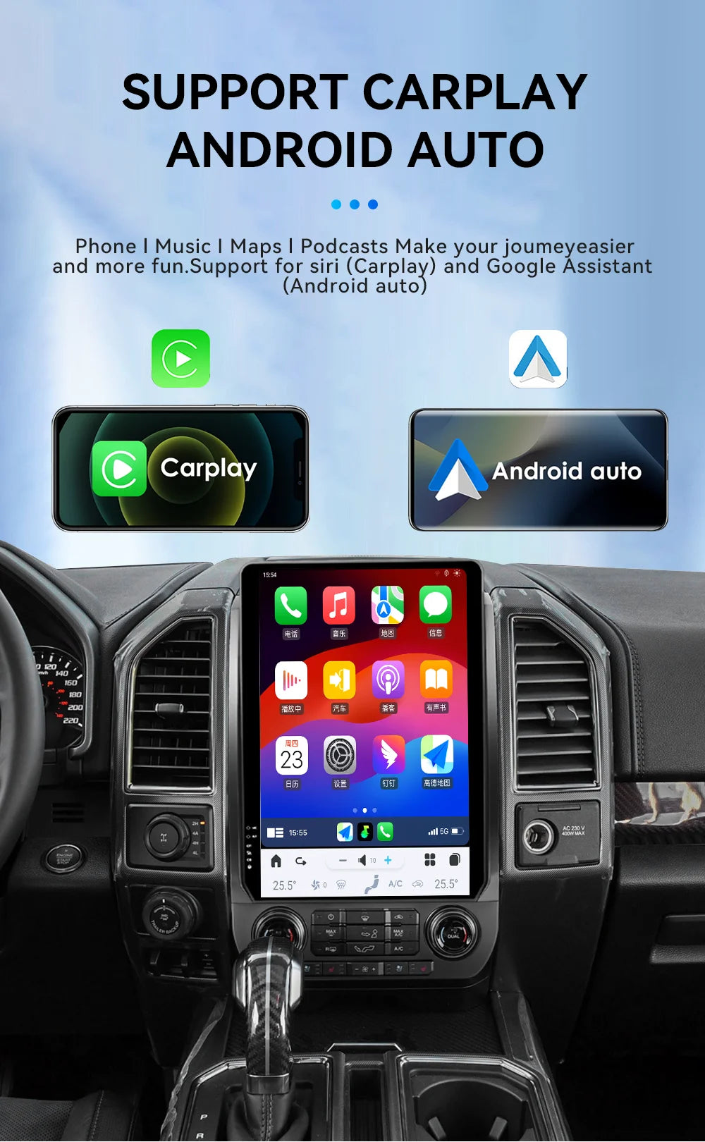 14.4 Inch Screen Android Radio For Ford F150,F250, 2015 2016 2017 2018 2019 2020 2021, Car GPS Navi Multimedia Player Head Unit