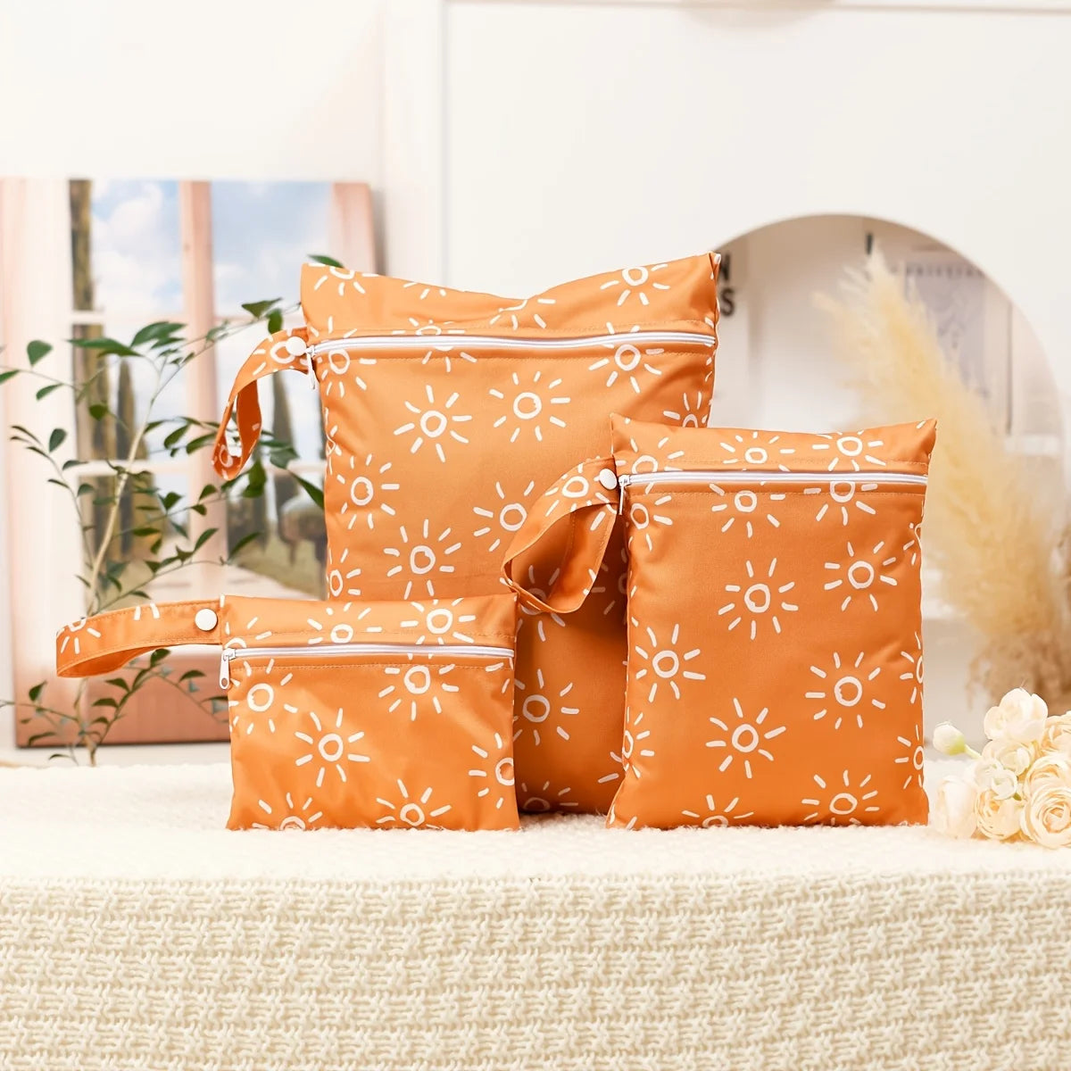 Happyflute 3pcs Different Size Waterproof Wet Bag For Cloth Diapers&Breast Pump Part Organizer For Swimsuit Wet Clothes