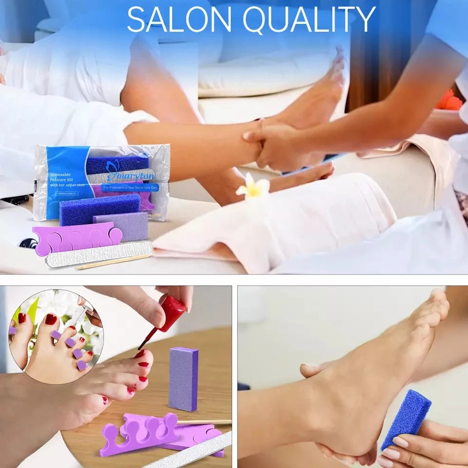 600 Sets/Carton Disposable 5Pcs Pedicure Sets Nail Art Sanding Sandpaper Wooden Nail File Kits Tools Set