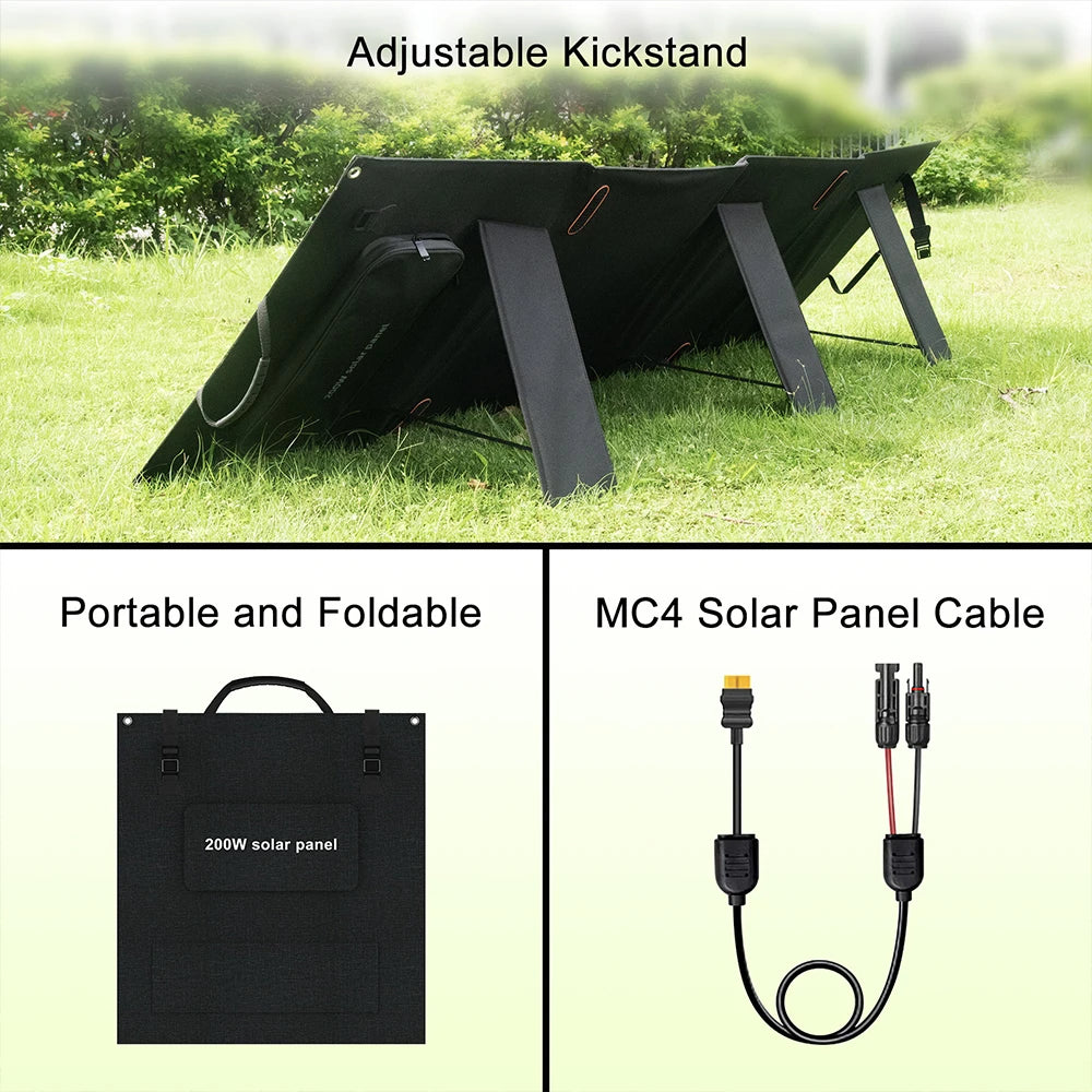 Solar Generator 2160WH 2304WH Long-life LiFePO4 Portable Power Station & 200W Solar Panel for Home Campervan Up to 2400W Output