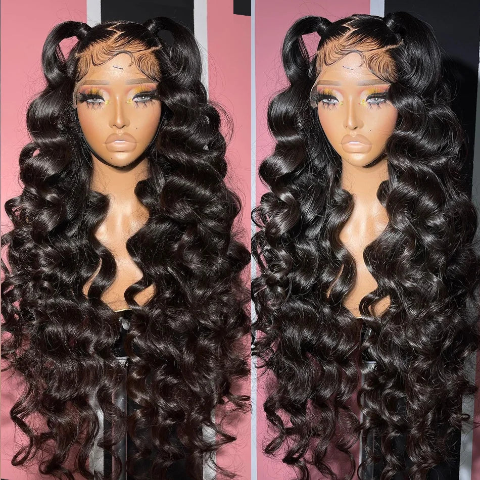 40" Loose Deep Wave Human Hair Bundle With Closure Frontal HD Transparent Lace Closure With Bundle Human Hair Weave Bundles Deal