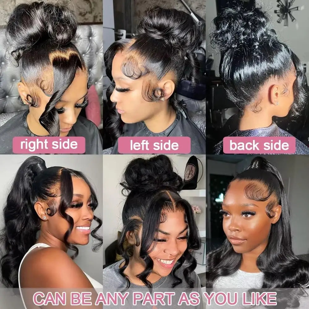 360 Full Lace Frontal Wig 30 Inch Straight HD Lace Front Wigs Human Hair Natural Black 250 Density Upgrade Invisible Drawstring