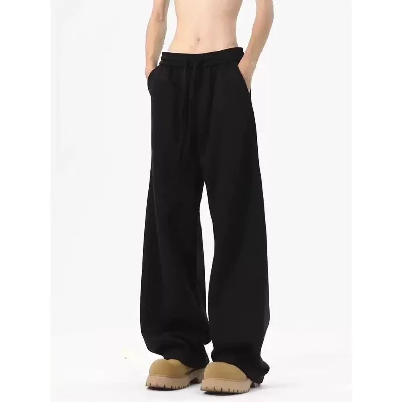 Comfortable Men's Straight Leg Sweatpants Y2K Retro Style Loose Fit Joggers Hip Hop Casual Pants with Big Pockets