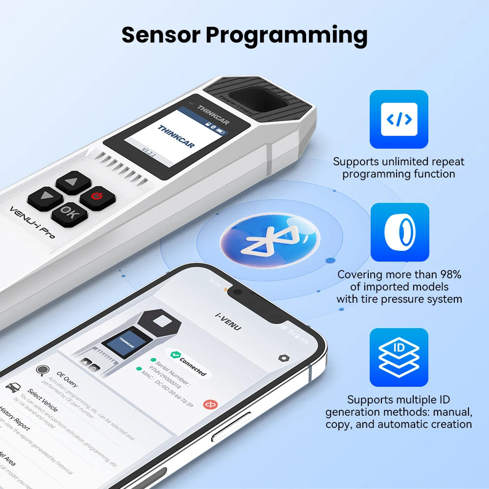 THINKCAR VENU iPro TPMS 315MHz 433MHz Car Tire Pressure Diagnosis Tool Universal Sensor Activation Programming Learning