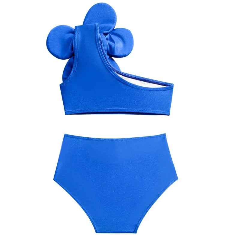 Baby Girls Swimwear Suits 2024 New Children Cute Sleeveless Swimsuit 2Pcs Kids Summer Solid Colour Set Fashion Beach Clothes