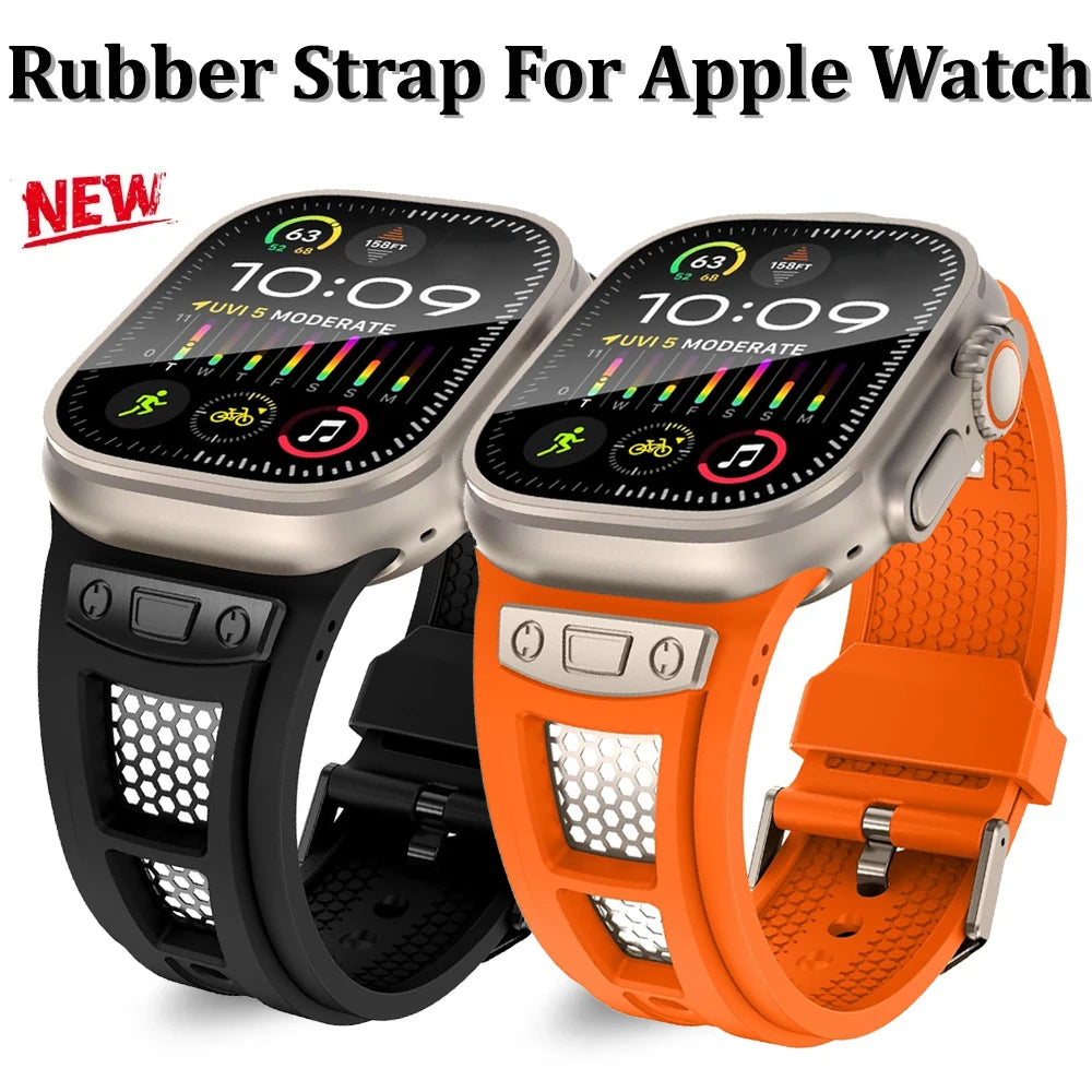 Silicone Strap For Apple Watch Ultra 2 Band 49mm 45mm 44mm 46mm rubber Sport Bracelet correa iWatch Series 11 10 9 8 7 6 5 4 SE