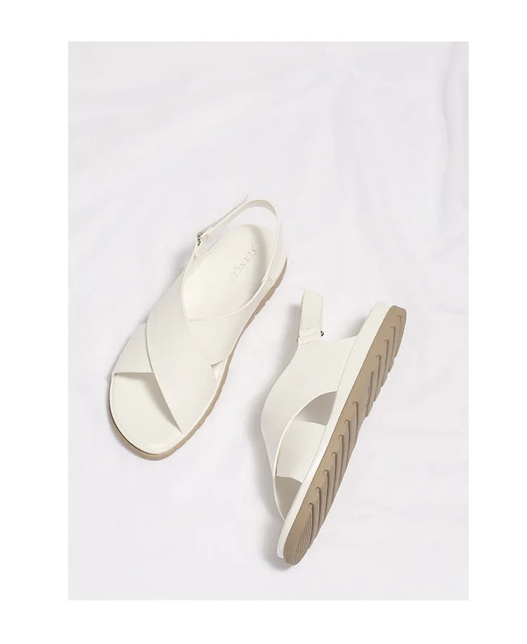 Summer Designer Simple Elegant Women's Sandals Flat Heel Soft Bottom Cross Soft Surface Anti slip Lightweight Casual big size