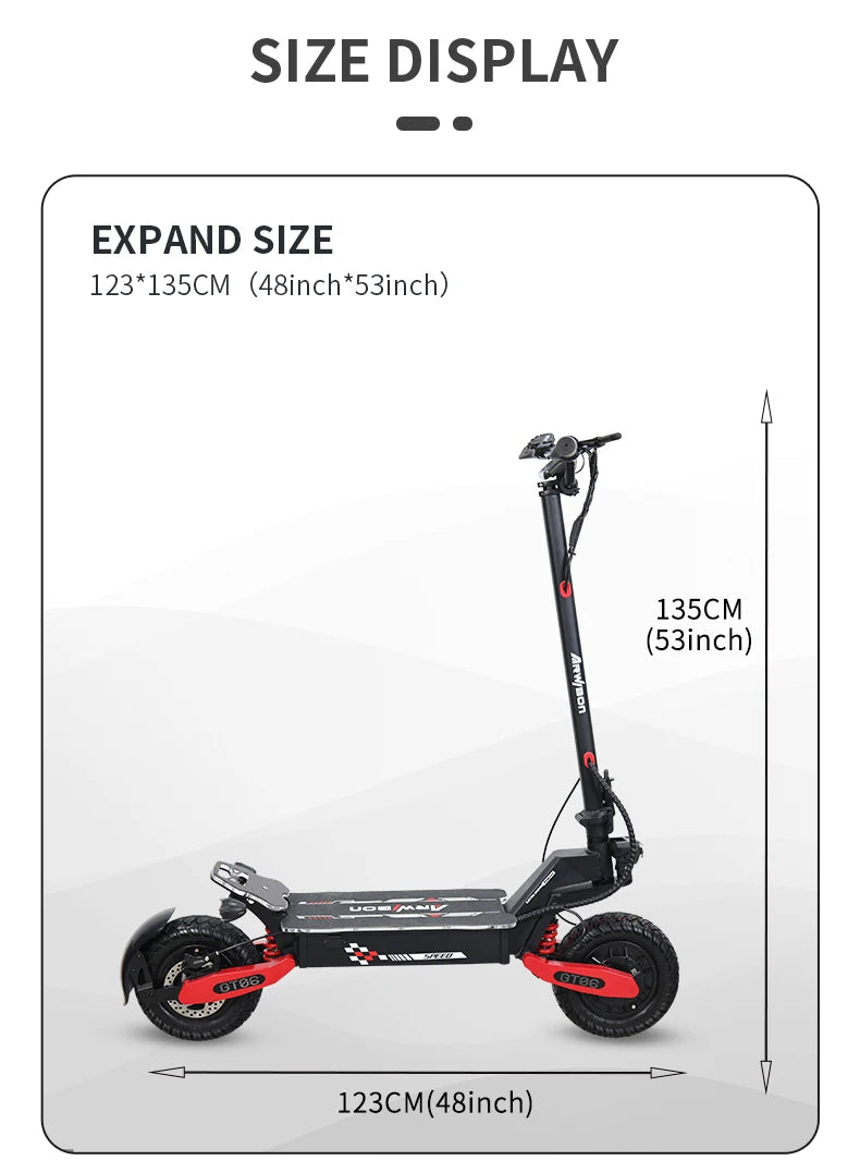 Arwibon GT06Plus Adult Electric Scooter,Speed up to 35MPH, 52V23.4AH ,11 Inch Off-Road Tires, Foldable Sports Commuter E-Scooter