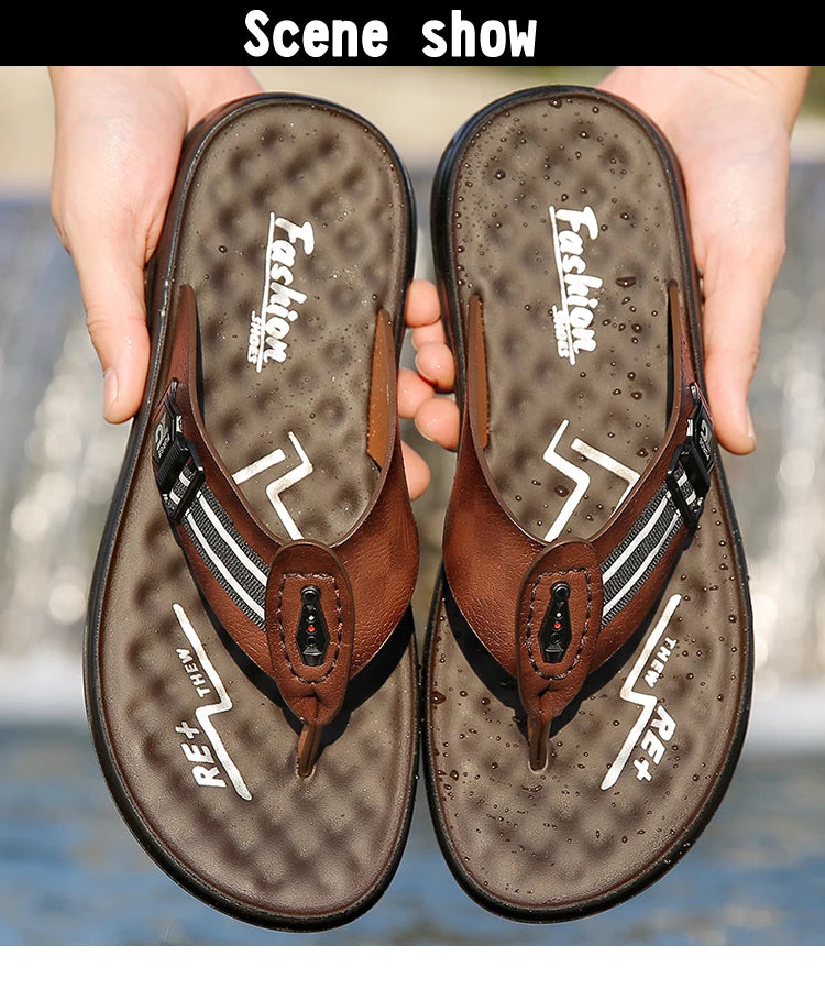 Men's Summer Sandals Anti-Slip Soft Bottom Fashionable Slip-On Comfortable Versatile Wear-Resistant Flat Sandals-902