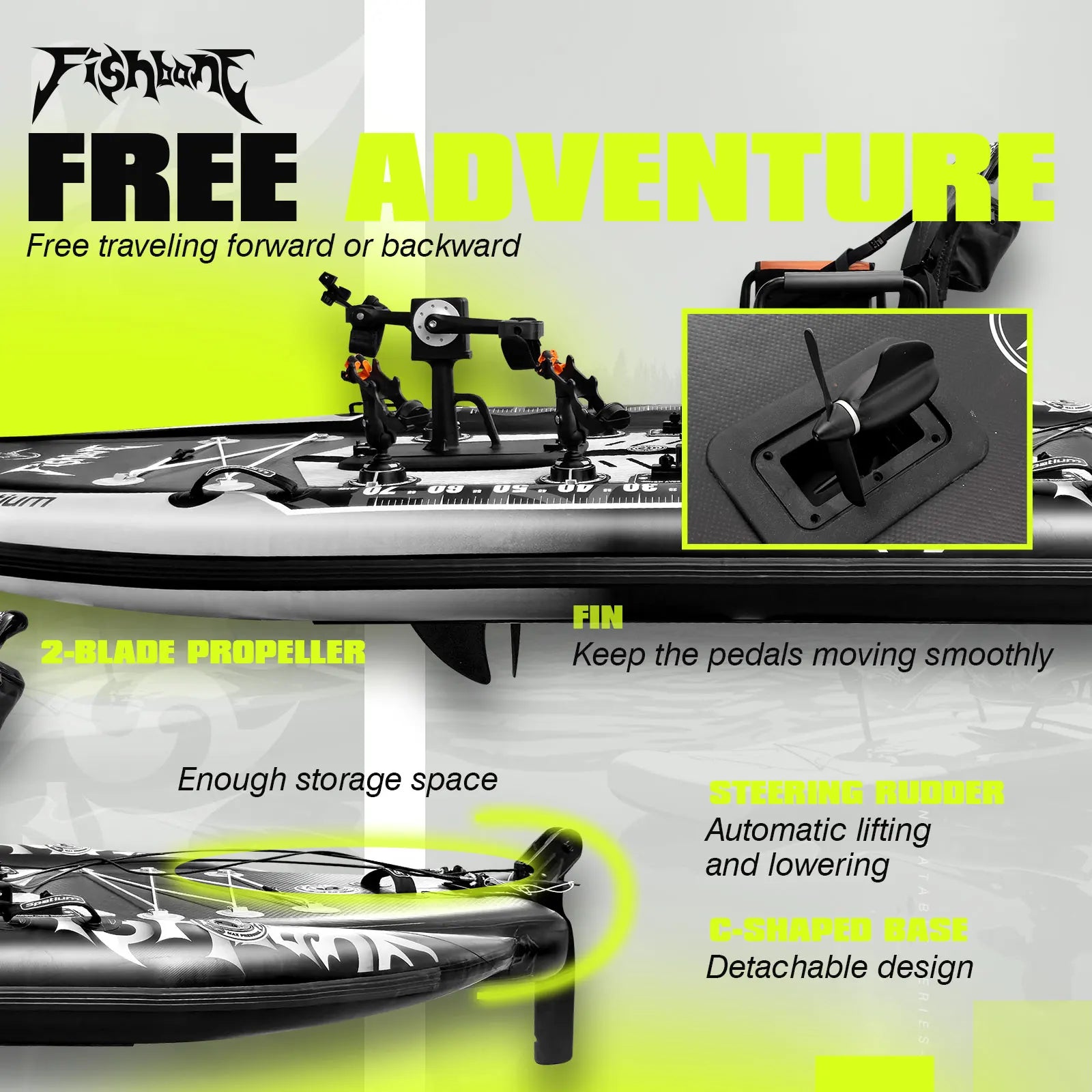 Spatium Fishing Kayak Boat Pedal Drive Sit on Top Pedal Drive Kayak Power System Orientation System, 11'*48"*6",Capacity 660LBS