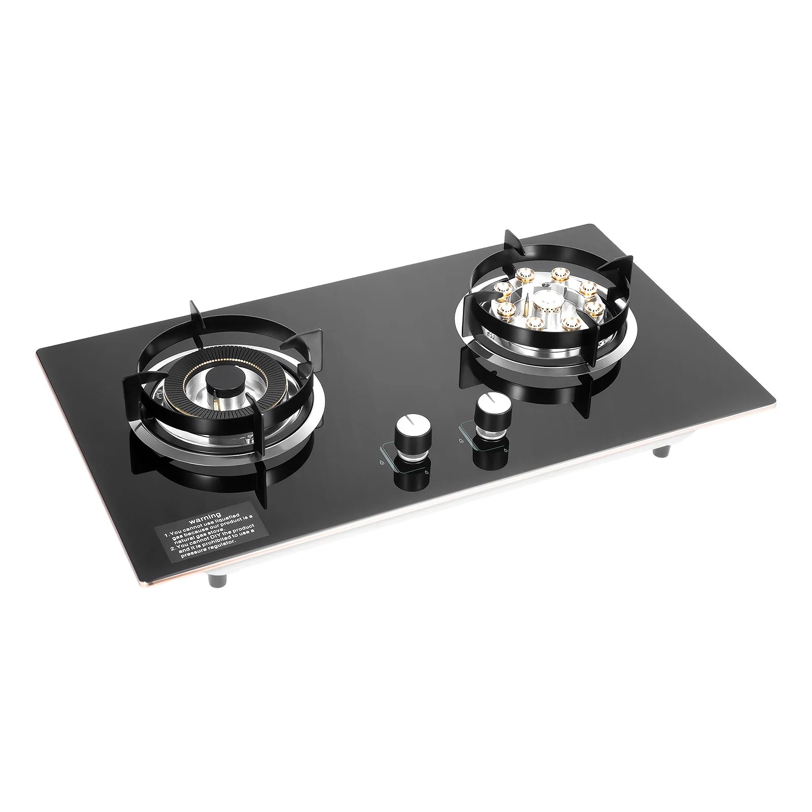 4.2KW+5.2KW Household Double Stove Hob Built in Gas Stove 2 Grade Dual-purpose Burner Natural Gas Tempered Glass Gasfornuis