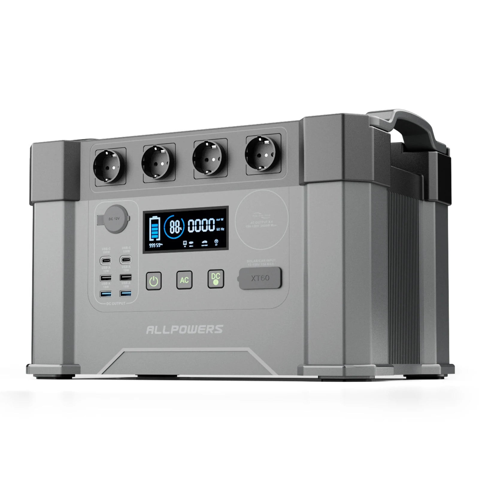 ALLPOWERS Powerstation 2400W Mobile Energy Storage Power Supply With 18V Solarpanel, 4x2400W AC Outlet,30A RV Plug,UPS Function