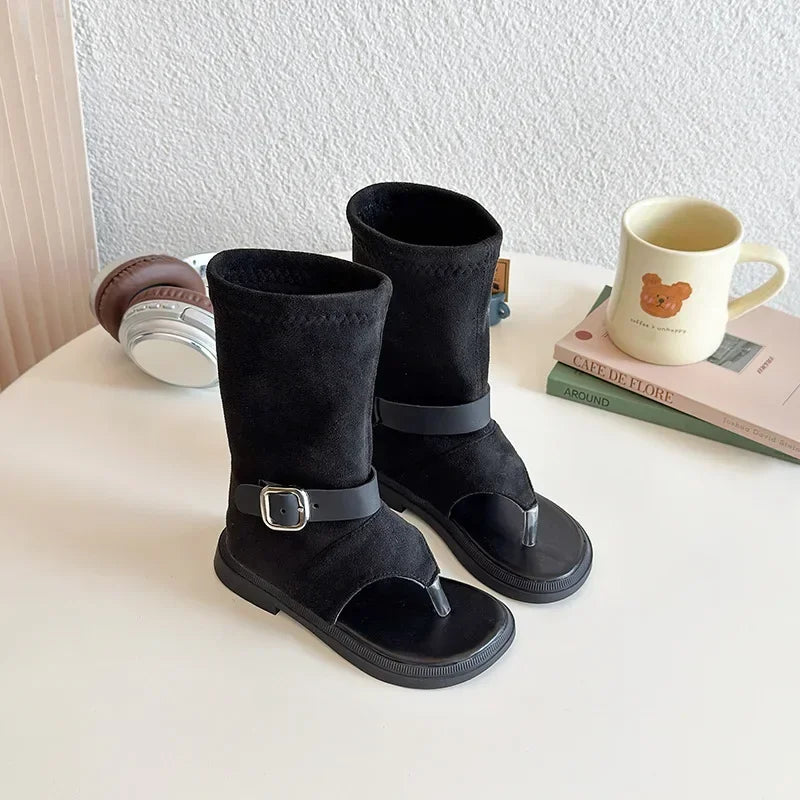 Summer sandals for girls, soft-soled Roman shoes, women's fashion, children's fashion, high-top, multi-heel, open-toe shoes