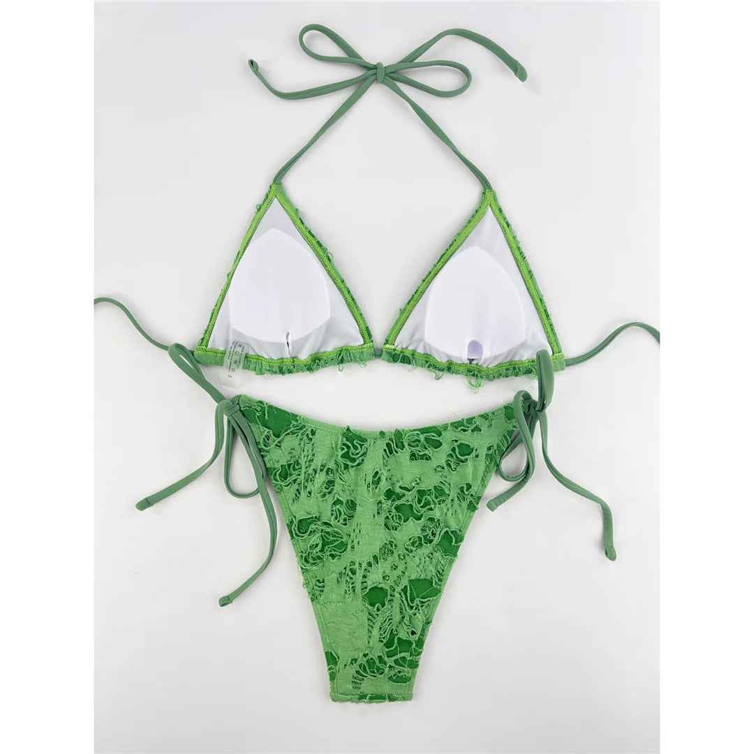 2026 Sexy Halter High Leg Cut Strappy Bikini Female Swimsuit Women Swimwear Two-pieces Bikini set Bather Bathing Suit Swim V4501