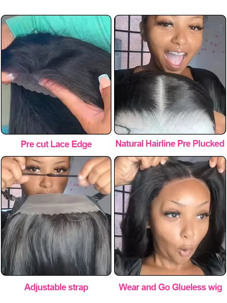 Mossily Bone Straight Wigs Human Hair 13x6 HD Lace Frontal Wig 40 42 Inch 100% Raw Hair Remy 5x5 Closure Glueless Natural Black