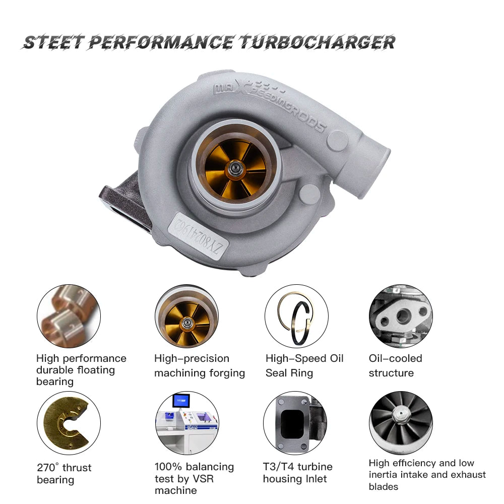 T3 T04E Street Billet Turbo Turbocharger 0.57 A/R 0.5 A/R Turbine Universal for 1.5-2.5L