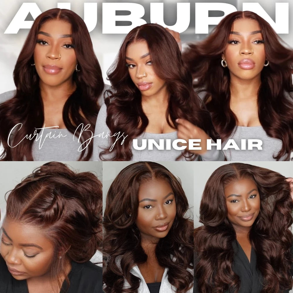 UNice Auburn Brown13x4 Pre-Everything™ Lace Frontal Loose Wave Wig With Invisi Drawstring & Face Framing Layers 150% Density