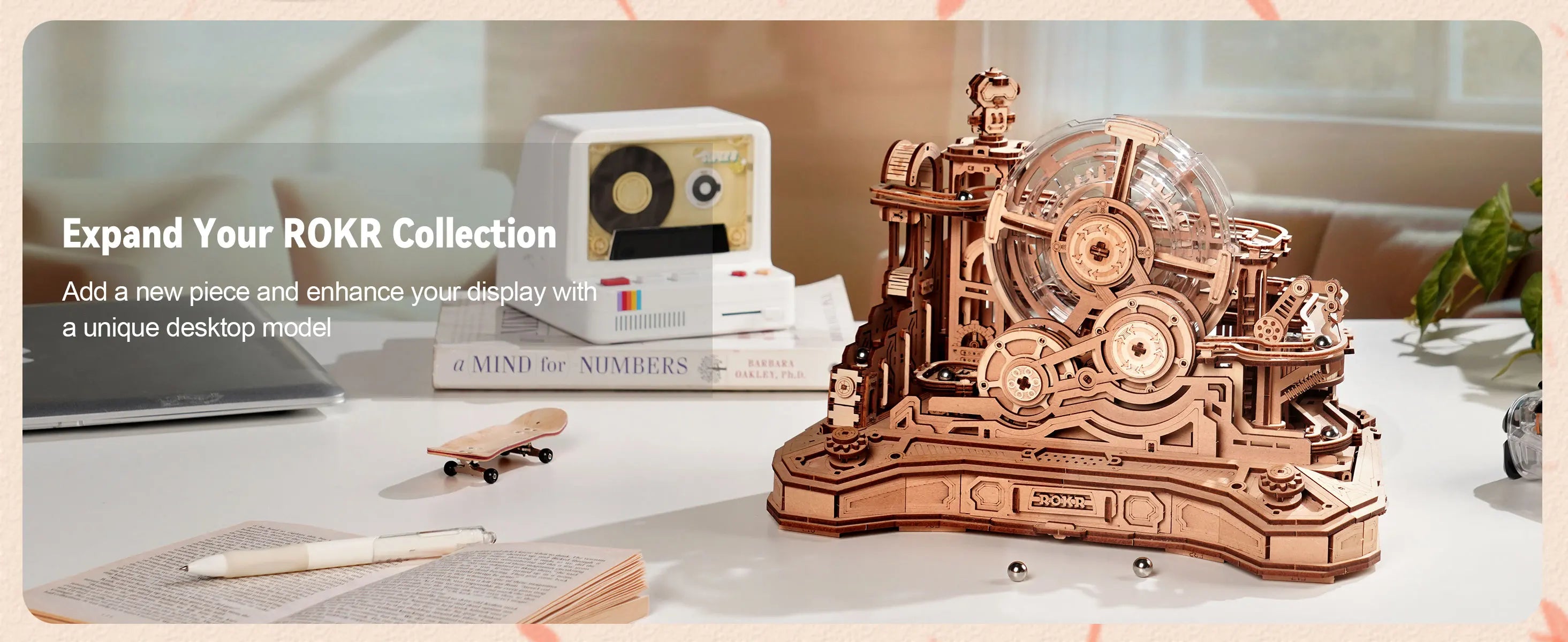 Robotime Rokr Gearball Challenge 3D Wooden Puzzle Rotating Gear Brain Teaser STEM Educational Engineering Toy for Teens Adults