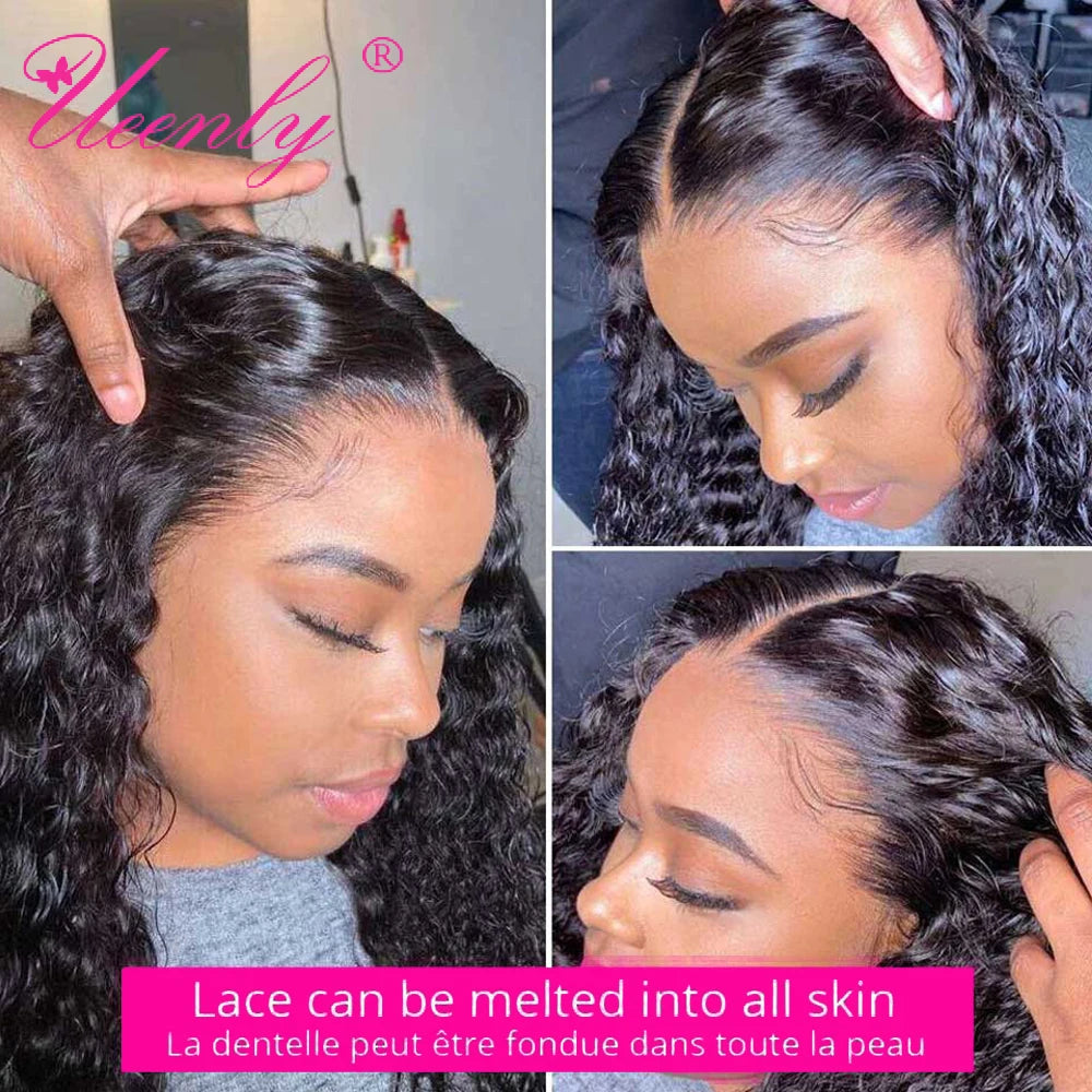 200% Density Deep Wave Frontal Wig 13x4 13x6 HD Curly Lace Front Human Hair Wigs For Women Water Wave Lace Front Wig Remy Hair