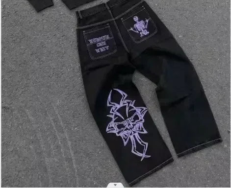 Streetwear Vintage Washed Heavy Jeans Y2K Cargo Pants Mens Womens Hip Hop Multi Pocket Baggy Jeans Low Waist Wide Leg Trousers