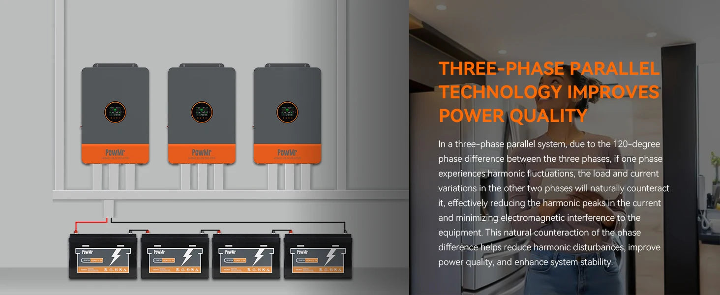 PowMr 12KW 10KW Split Phase Inverter 48V 110V or 220V Hybrid Solar Inverter Dual MPPT Output Off Grid with MPPT 200A Charger