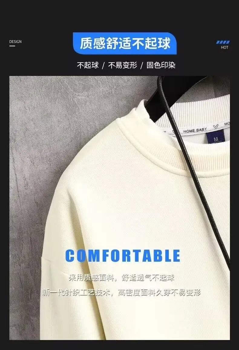 Autumn Men's Motorcycle Graphics Sweatshirt Hoodies Retro Printed Long Sleeve T-shirt Men's Clothing Black O Neck Harajuku Top