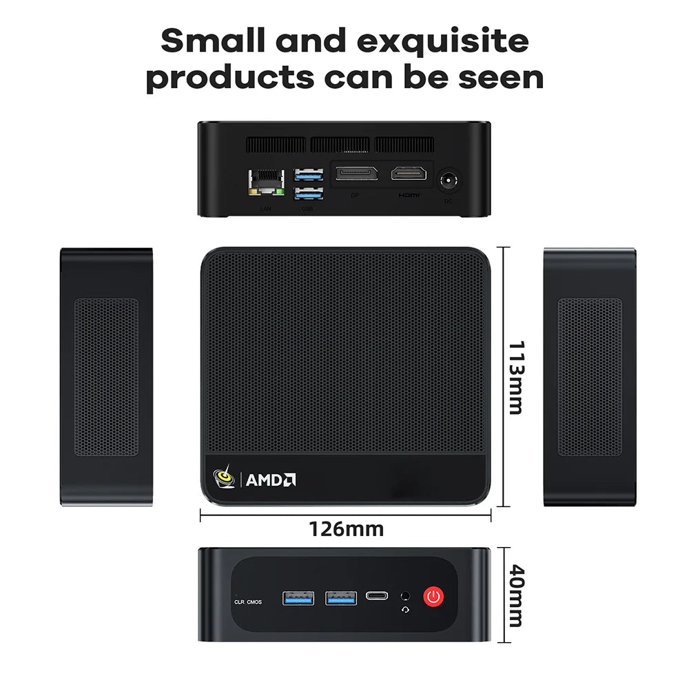 Beelink SER5 Max Mini PC AMD Ryzen7 6800U 7735HS DDR5 24GB SSD 500GB 1TB SER5 R5 5500U DDR4 16GB Support WiFi6 2.5G LAN Desktop