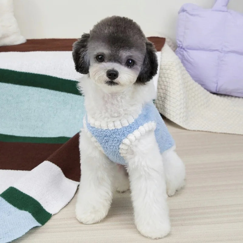 Rabbit Pattern Dog Vest Warm Plush Dog Clothes Autumn Soft Puppy Hoodies Luxury Cute Cat Vest Pullover Bichon Poodle Pet Apparel