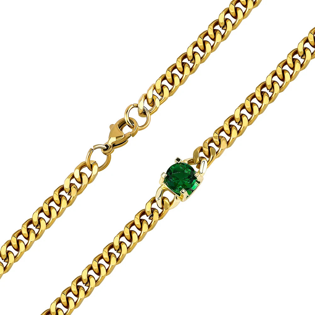 TOPGRILLZ 3MM Stainless Steel Cuban Chain With Cubic Zirconia Hip Hop Silver Gold Color Necklace Jewelry For Women