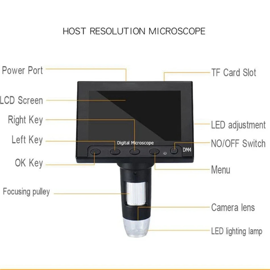 Elikliv EDM4 4.3" LCD Digital Microscope for Electronic 1000x Coin Magnifier Repair Microscope with LED Lights for PC Windows